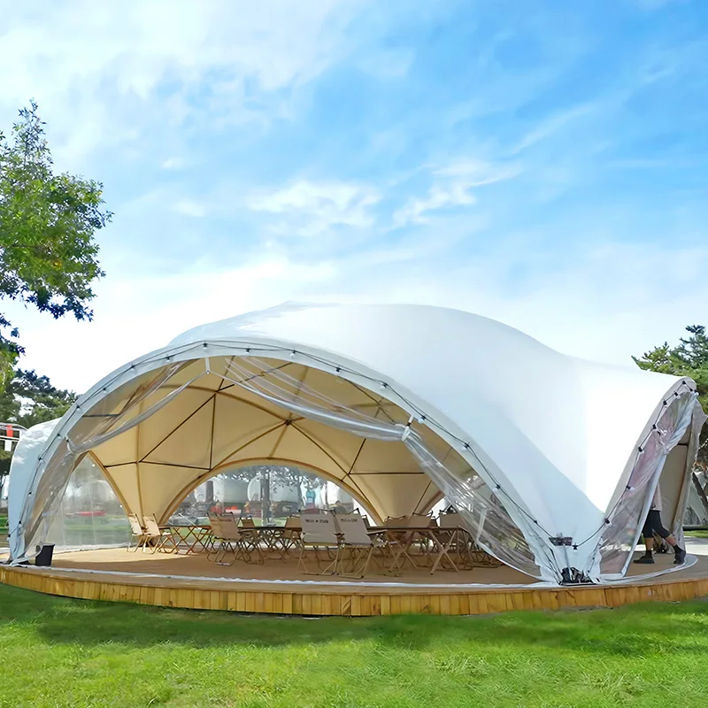 Petal Dome Tent Outdoor Camping Canopy Steel PVC Fabric Waterproof Luxury Glamping Gazebo Shelter Resort Marquee Garden Party