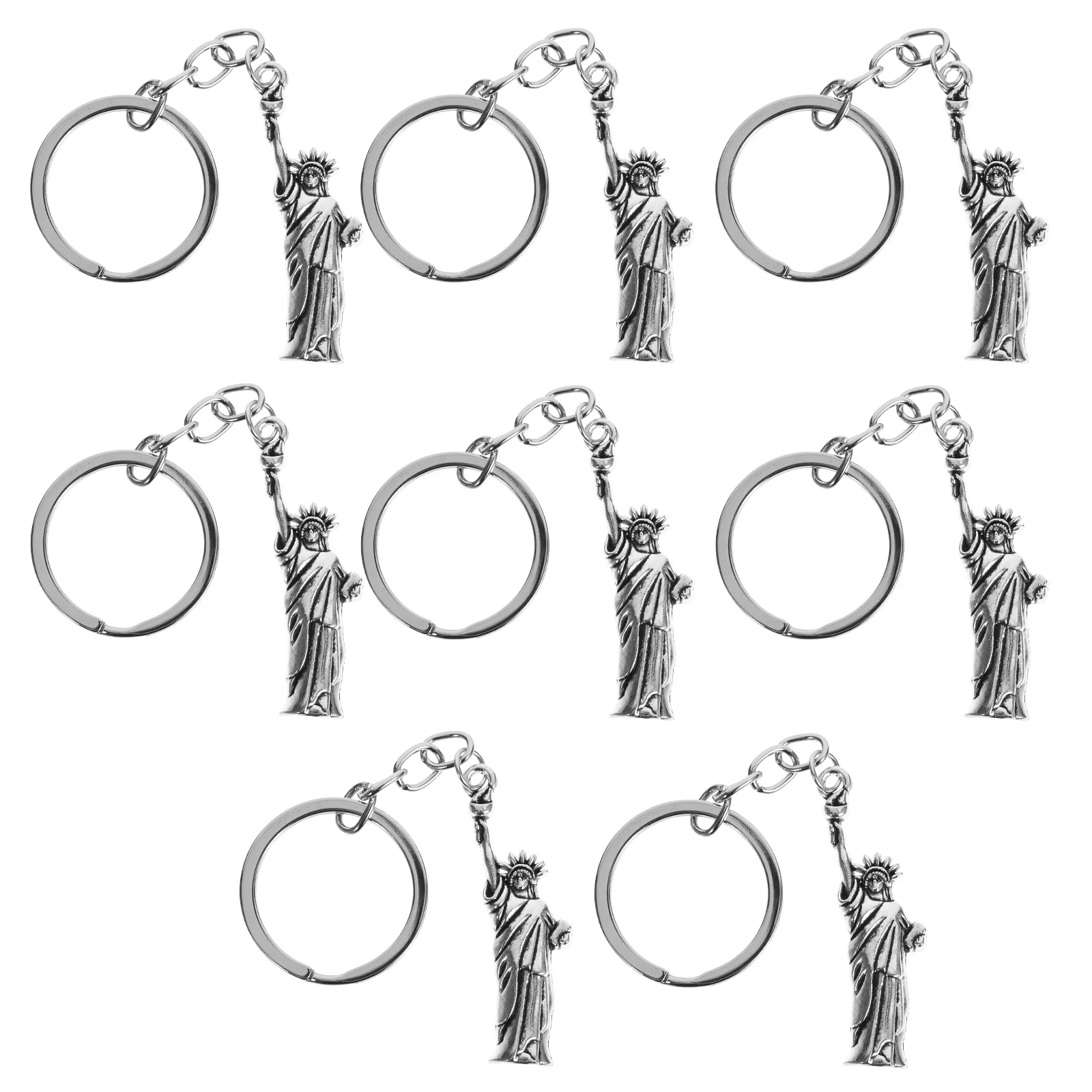 8 Pcs Cute Party Keychain Miss Shackle Statue of Liberty Keychains Metal Liberties