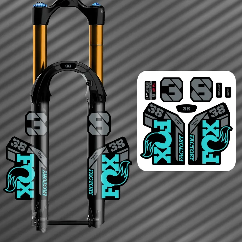 1 Set F38 Mountain Bike Front Fork Stickers 2Pcs Cross Tie Stickers + 6Pcs Small Decals Kit image 5