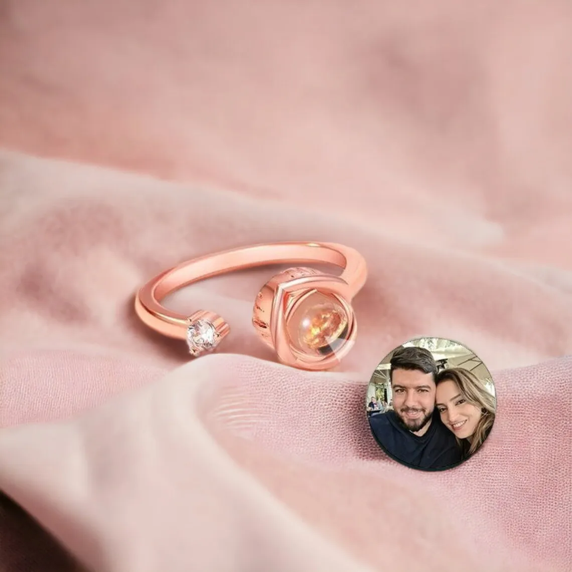 Personalized Custom Projection Ring For Your Precious Ones Couples Ring Gifts For Her/Him Valentines Day Gifts Memorial Jewelry