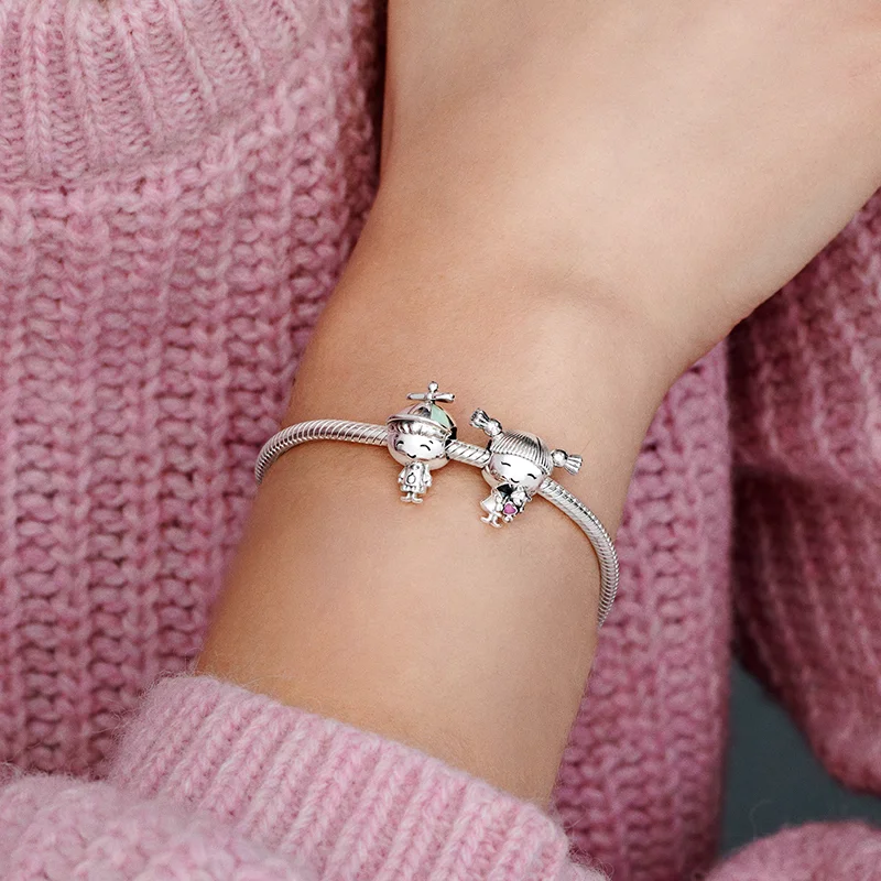 حار بيع فتاة الدب سلسلة متعددة سحر الخرزة قلادة تنطبق على الأصلي الأوروبي تصفيح الفضة والمجوهرات DIY صنع الهدايا