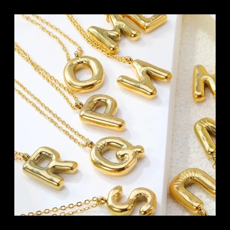 Hot-selling English Letter Collarbone Chain Pendant Female Simple Fashion Stainless Steel Bubble Letter Necklace