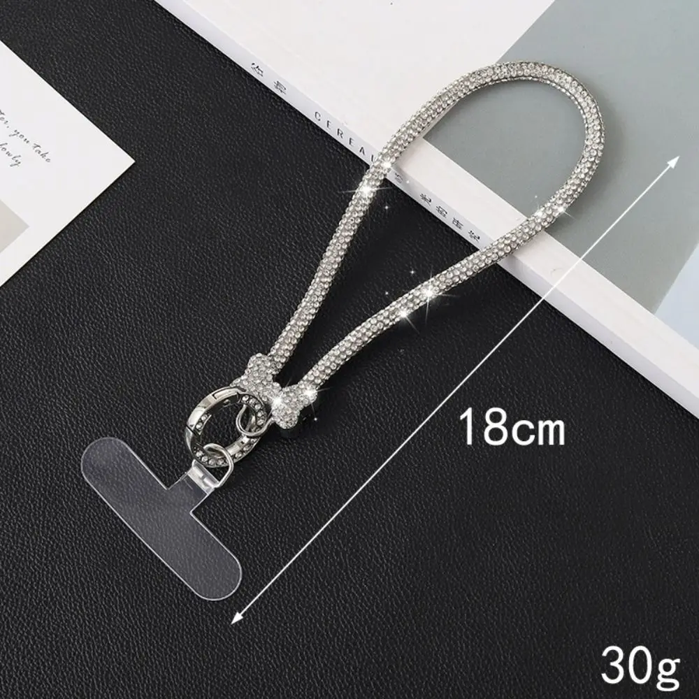 

DIY Glitter Rhinestone Phone Lanyard Crystal Bow Bling Bling Phone Anti-lost Rope Phone Hanging Cord Woman Girls