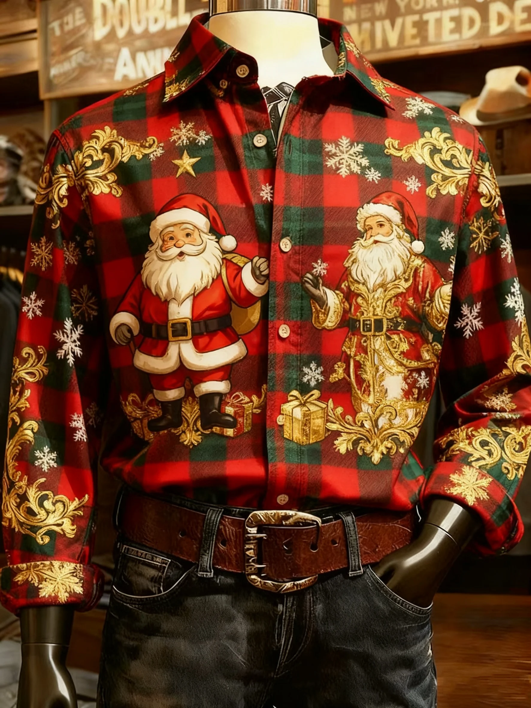 قميص عيد الميلاد الرجالي الجديد لعام 2026، بأزرار سفلية وأكمام طويلة، نمط عطلة ممتع في الهواء الطلق، ربيع/خريف، طية صدر السترة، قميص مطبوع ثلاثي الأبعاد #3