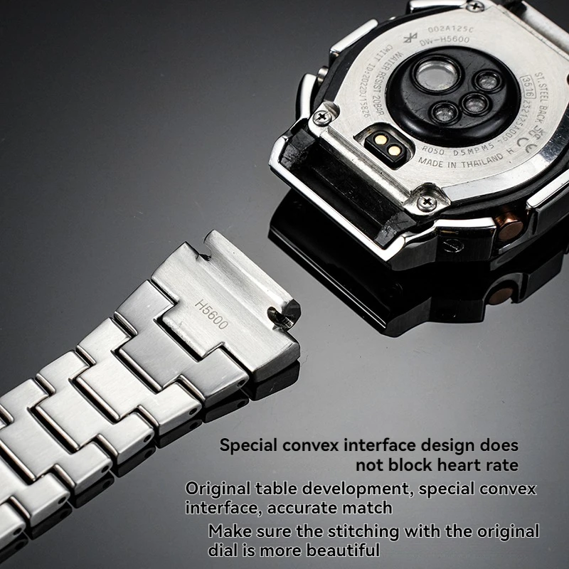 Pulseira de relógio de aço inoxidável sólido + moldura para Casio G-SHOCK DW-H5600 DWH5600 |   Monitor de taxa |   Pulseira de metal de reposição