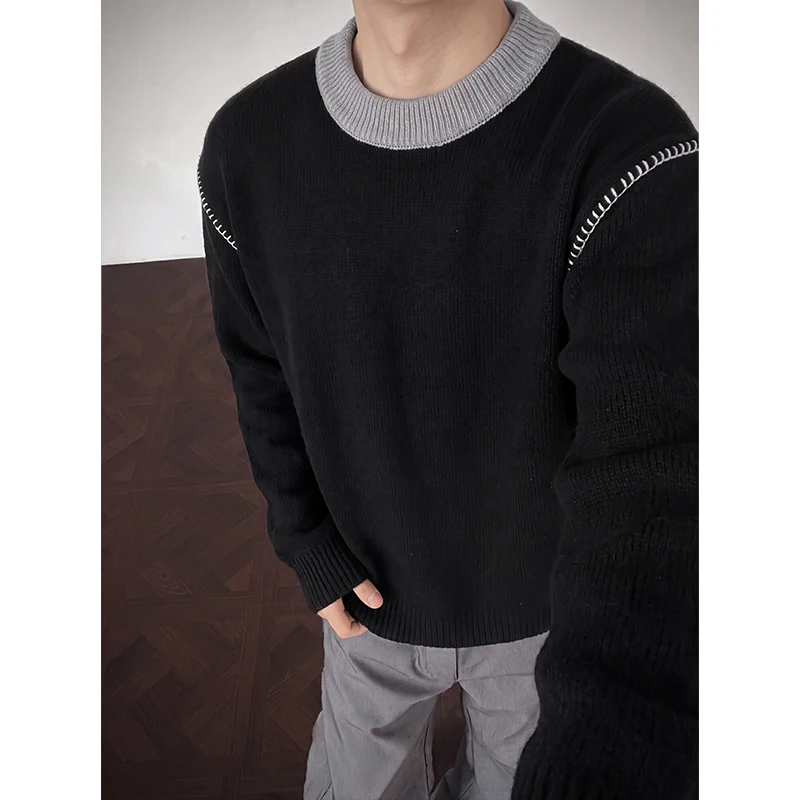 Winter Sweater Men Warm Black Casual Knitted Pullover Men Streetwear Korean Loose Long Sleeved Sweater Mens Jumper Clothes