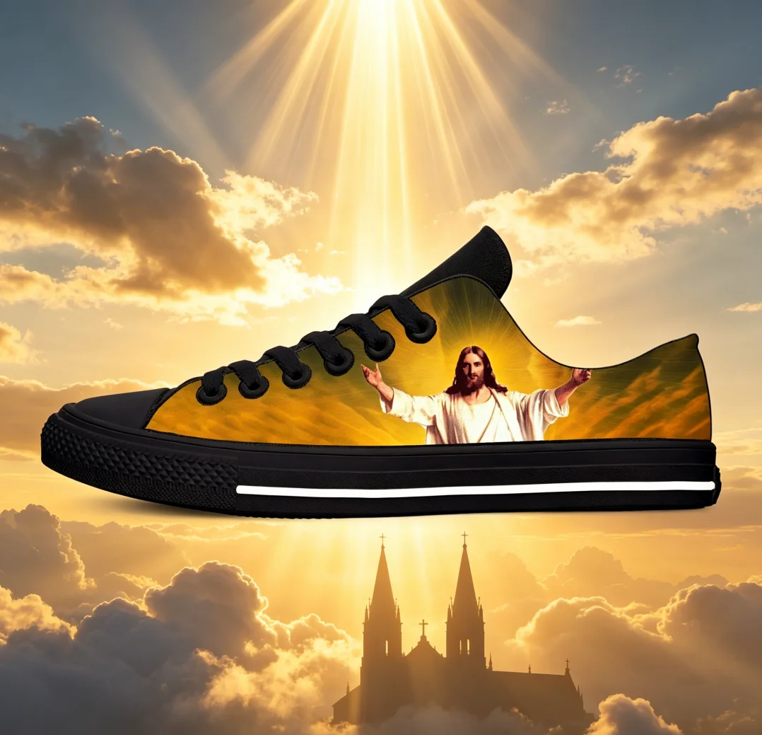 

Christian God Lord Jesus Christ Low Top Canvas Sneakers Religious Faith Shoes Men Women Comfortable Casual Walking Footwear Cros