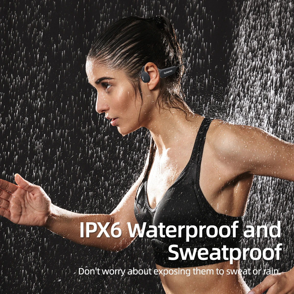 Gulanxo fones de ouvido sem fio bluetooth fones de ouvido de condução óssea com microfone à prova dwaterproof água resistente esportes 