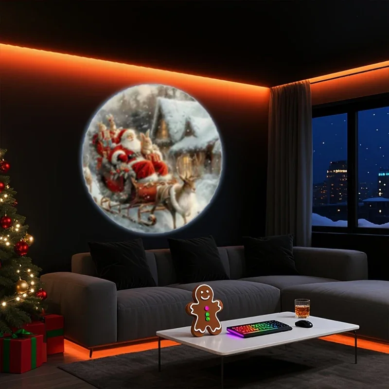 جهاز عرض هدايا عيد الميلاد الاحتفالية، ضوء ليلي LED USB قابل للدوران لسقف الحائط، يخلق أجواء العطلة في غرفة النوم وغرفة المعيشة #1