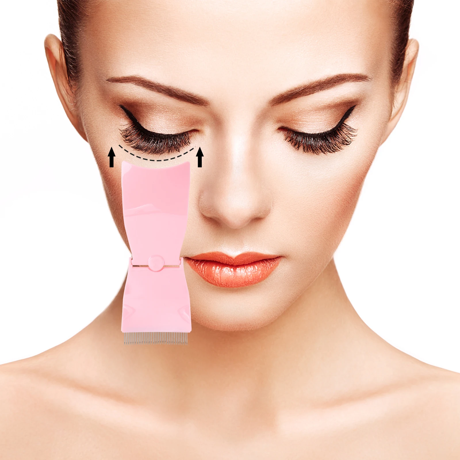 

2pcs Steel Needle Eyebrow Comb Folding Portable Brow Grooming Tool Compact For Women Ladies Salon Home Use Brush Tool