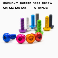 10pcs aluminum button head screw M3 M4 M5 M6*5/6/8/10/12/16/20/25 colourful Aluminum hex socket round head screw