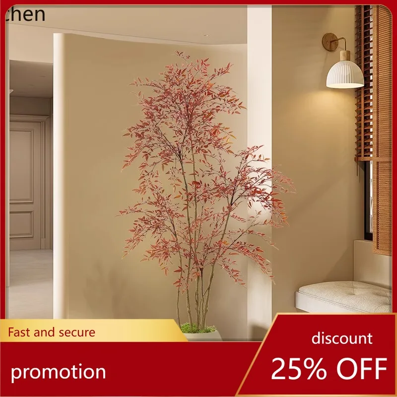 

HXL Artificial Green Plant Red Large Potted Floor Decoration Fake Plant