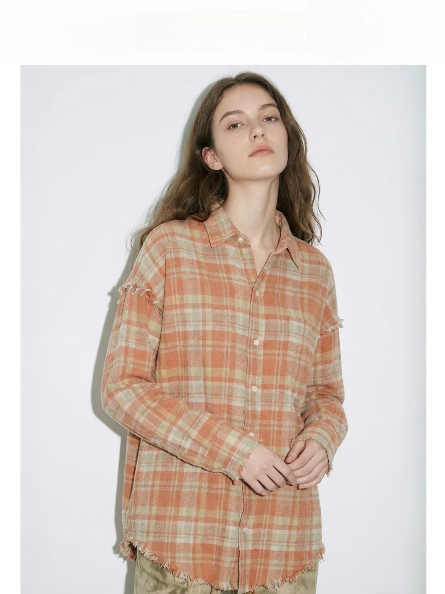 

Ретро-платье в клетку для женщин, весна-осень, свободного кроя, с эффектом перекрытия, из хлопка, с бахромой, повседневное, из чистого хлопка, длинное, с рукавами