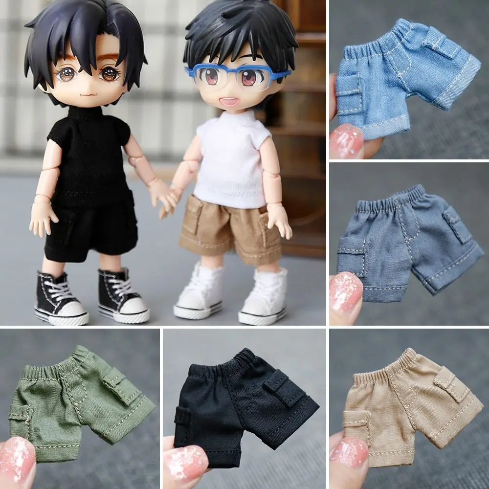 Handmade Doll Pocket Shorts For 1/11 OB11 Doll Jeans Outfits Doll Clothes For 1/12 BJD Dolls Casual Wear Doll Accessories