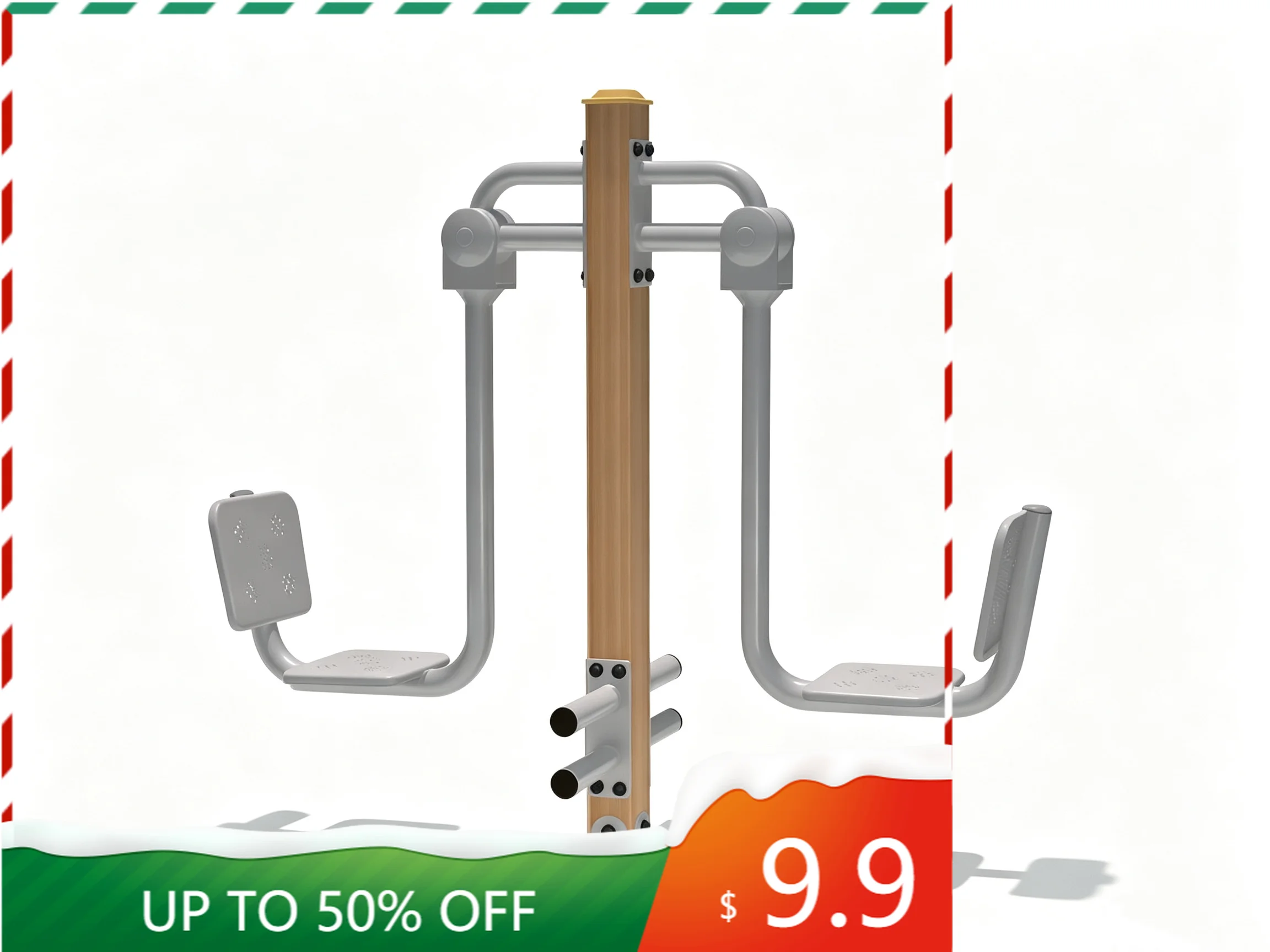 Outdoor Fitness Equipment WPC Galvanized‑Steel Double‑User Leg Press for Park Leg Workout