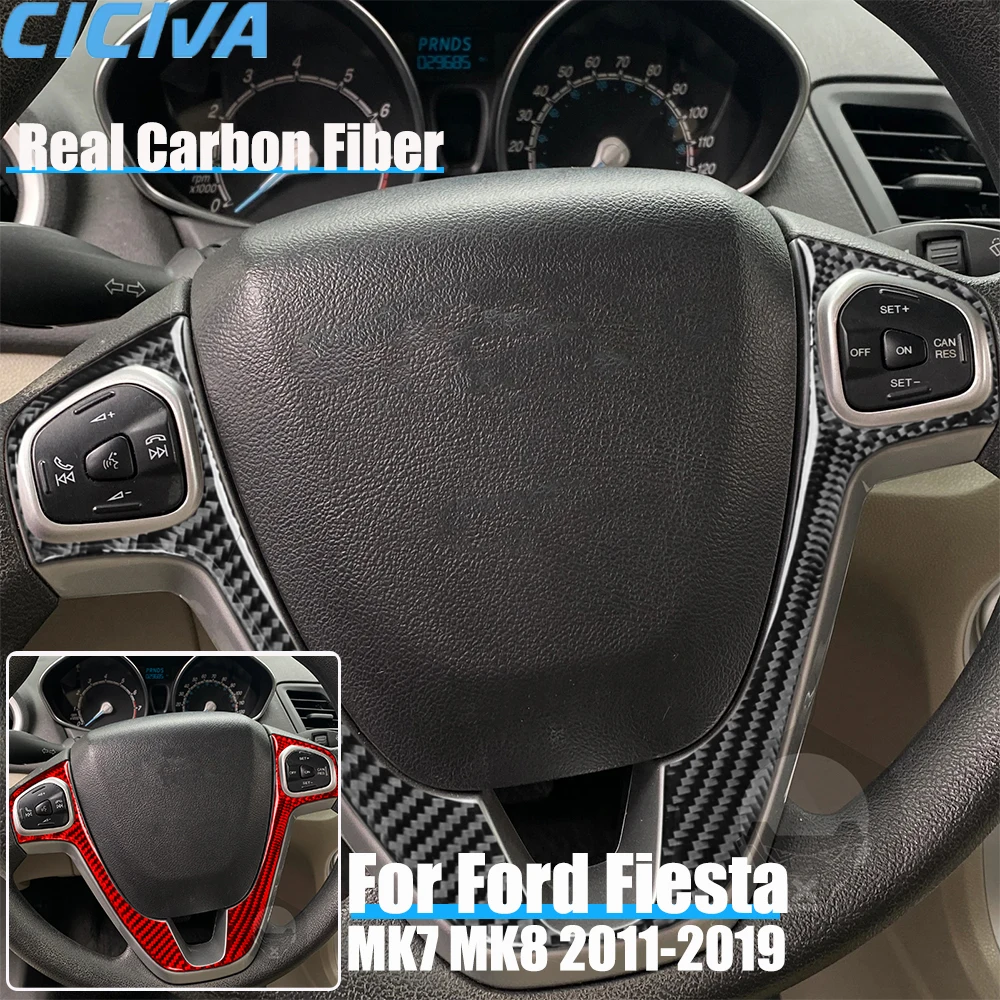 

Настоящее углеродное волокно, автомобильные аксессуары, отделка рулевого колеса, декоративная крышка, мягкая наклейка для Ford Fiesta MK7 MK8 2011-2019