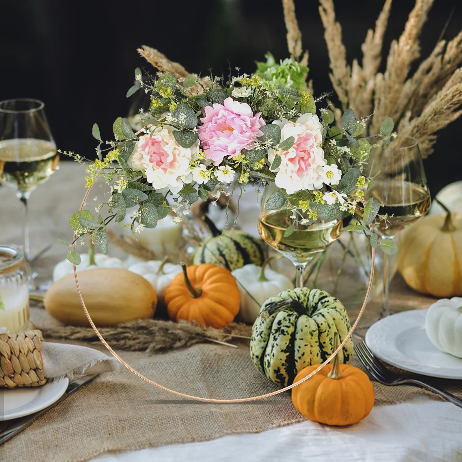 

4Pcs Metal Floral Hoop Wreath Iron Rings for DIY Wedding Party Decor Dreamcatcher Frame Wall Hanging Centerpiece 35Cm