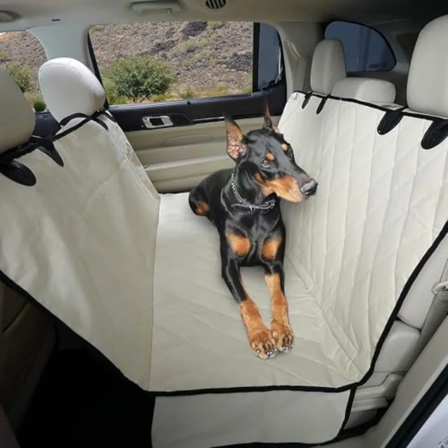 

Dog Backseat Cover with Hammock for Cars SUVs Trucks Waterproof Layers Non-Slip Seat Protector Durable Nylon Clips K9 Shield wi