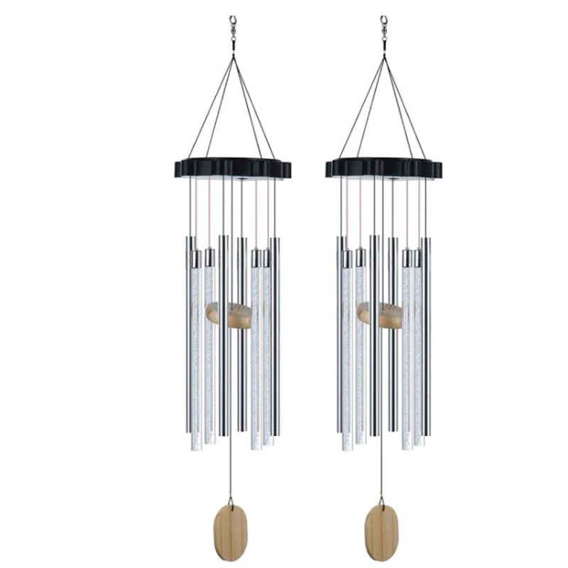 2 Pcs Solar Wind Chimes With Variable Colors,Waterproof LED Wind Chimes,8 Tubes On The Outside,Commemorative Wind Chimes