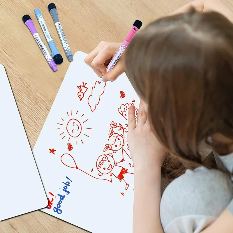 Magnetisches Whiteboard im A2-Format, trocken abwischbare Whiteboard für Kühlschrank, (23,6" x 16,5"), mit 8 trocken abwischbaren Markern und 1 Radiergummi – Detail 15