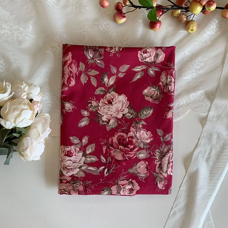 

100x145cm Flower Printed Material Vintage Rose Floral Fabric DIY Dress Bag Sewing Cloth Ancient Style Cheongsam Floral Cloth