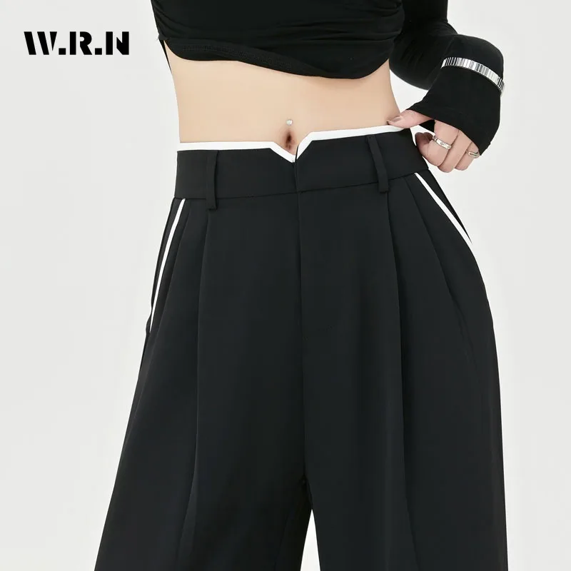 

2023 Autumn Winter Retro Casual Solid Color High Waist Wide Leg Suits Pants Women's Fashion Loose Basics Full Length Trousers