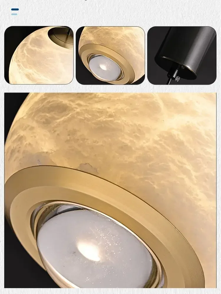 SANDYHA Marble Small Chandelier Nordic Modern Bedroom Light Home Decor LED Pendant Lamp for Dining Room Kitchen Island Fixtures