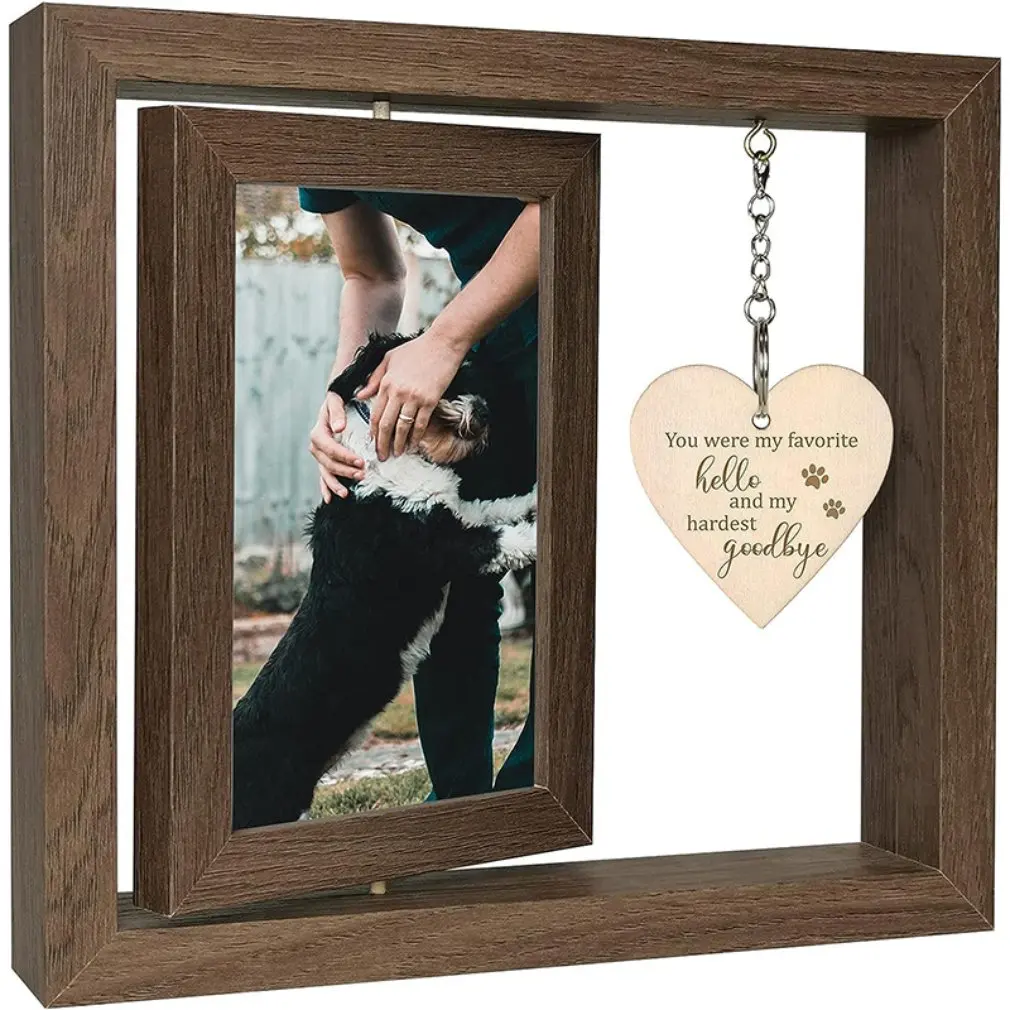 Dupla face Pet Memorial Photo Frame, Bereavement Presente, Dog Condolence, Morte Presente