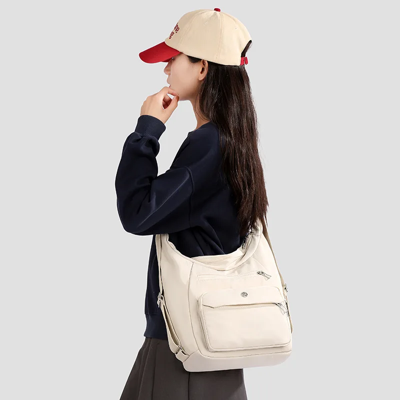 Picture 3: Nylon fabric lightweight multi-pocket women's crossbody bag, multi-functional backpack, large-capacity single-shoulder bag