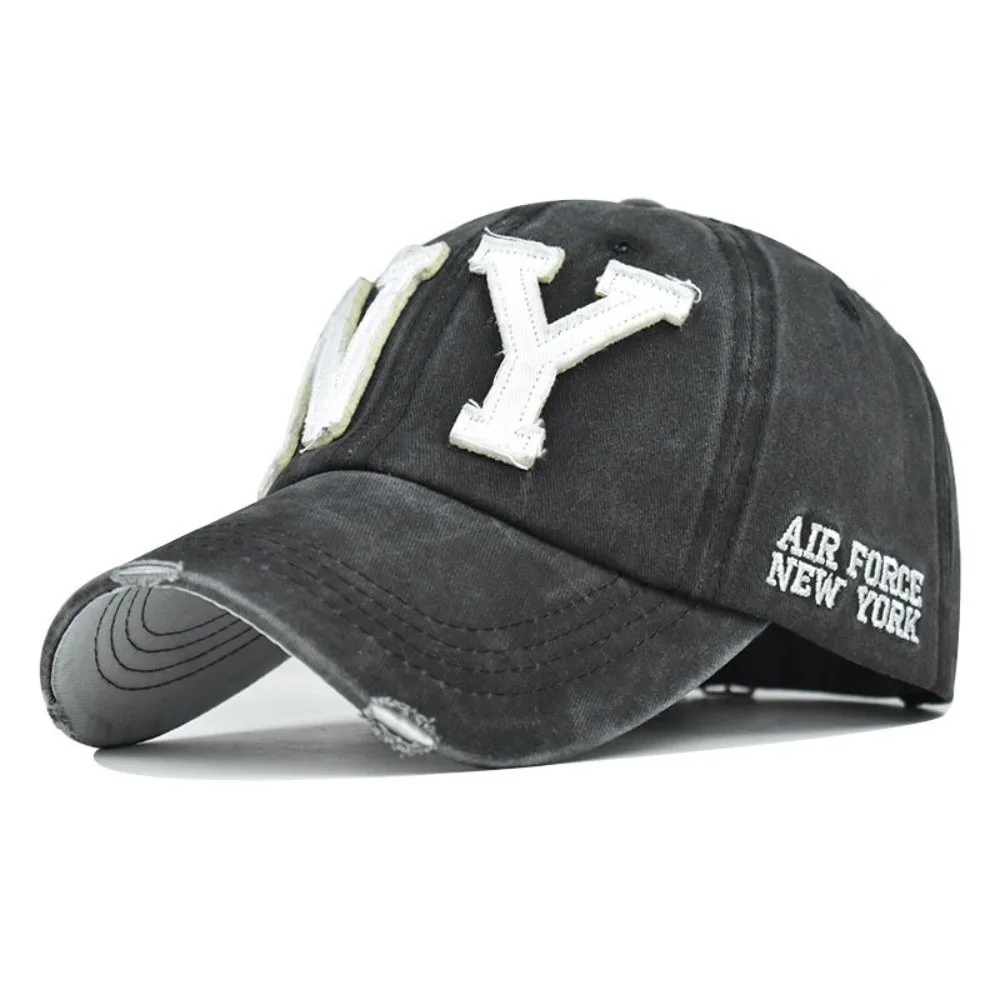 Unisex Design Baseball Cap NY Letter Logo Embroidery Pattern Peaked Cap Snapback Closure Anti-UV Visor Snapback Hat Casual Wear