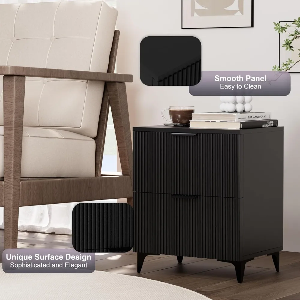 مجموعة منضدة صغيرة مكونة من قطعتين مع درجين، وطاولة جانبية، وخزانة تخزين صغيرة الحجم، وحامل ليلي لغرفة النوم الحديثة