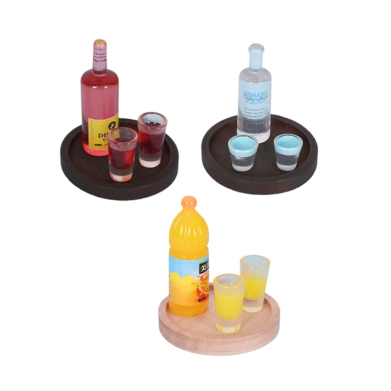 1set 1/12 Doll House Miniature Resin Vodka Bottle Wine Glass Set Simulation Drink Model Toy Mini Decoration Dollhouse Accessorie