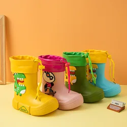 Children Cartoon rain shoes for boys girls warm anti-skid wear-resistant rain boots water Shoes rubber overshoes botas de agua