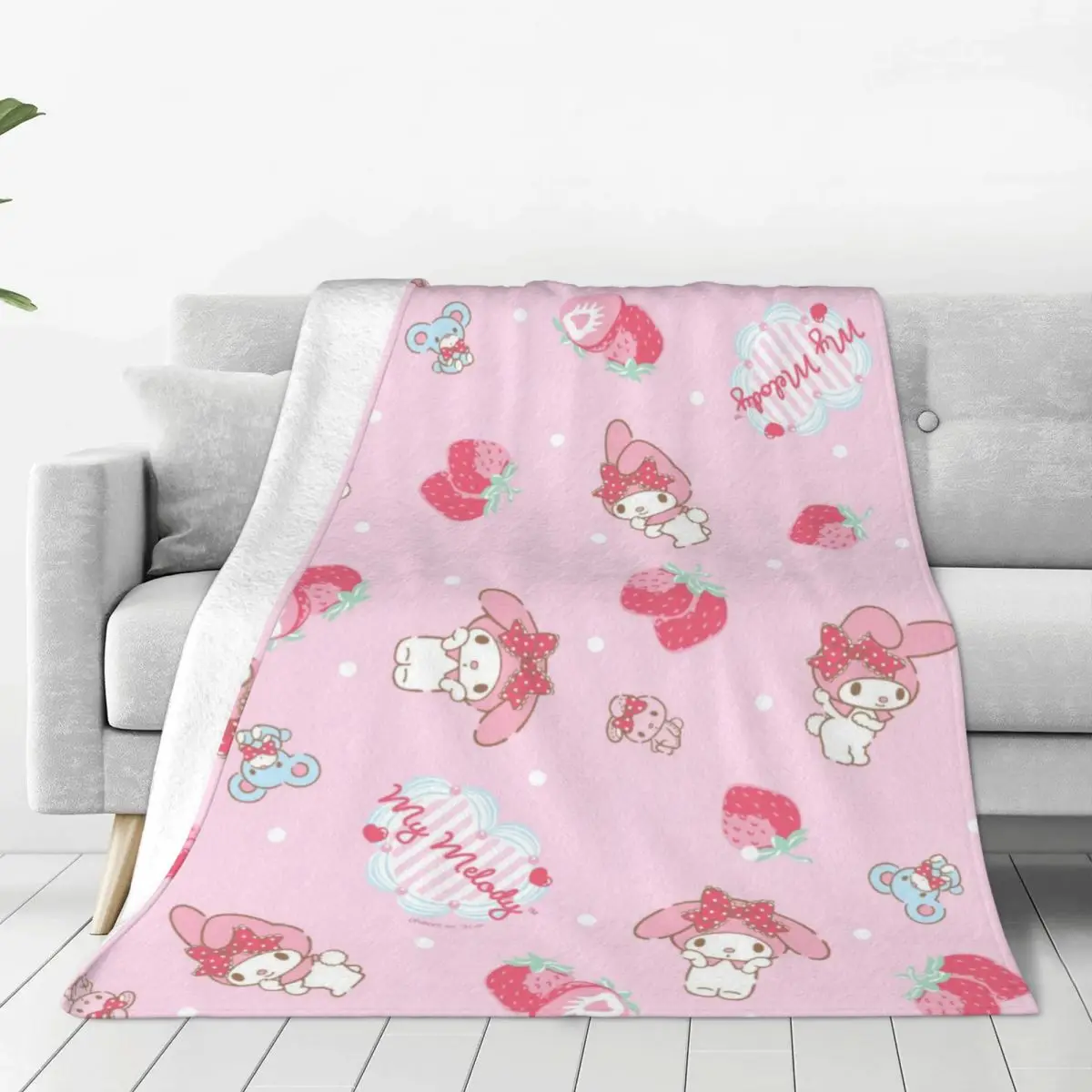 Kawaii Sanrio Kuromi Cartoon Blanket Fleece Spring Autumn Multi-function Soft Throw Blanket for Bedding Couch Plush Thin Quilt