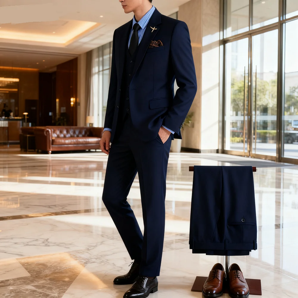 

Мужской профессиональный деловой костюм с жилетом и брюками для свадебной официальной одежды