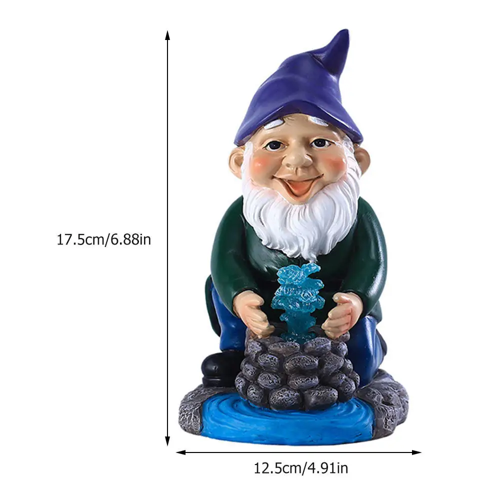 Solar Garden Gnome Statue Outdoor Resin Craft Lawn Light Adornment Hand-Painted Solar Lamp Garden Decor Realistic Texture Dwarf