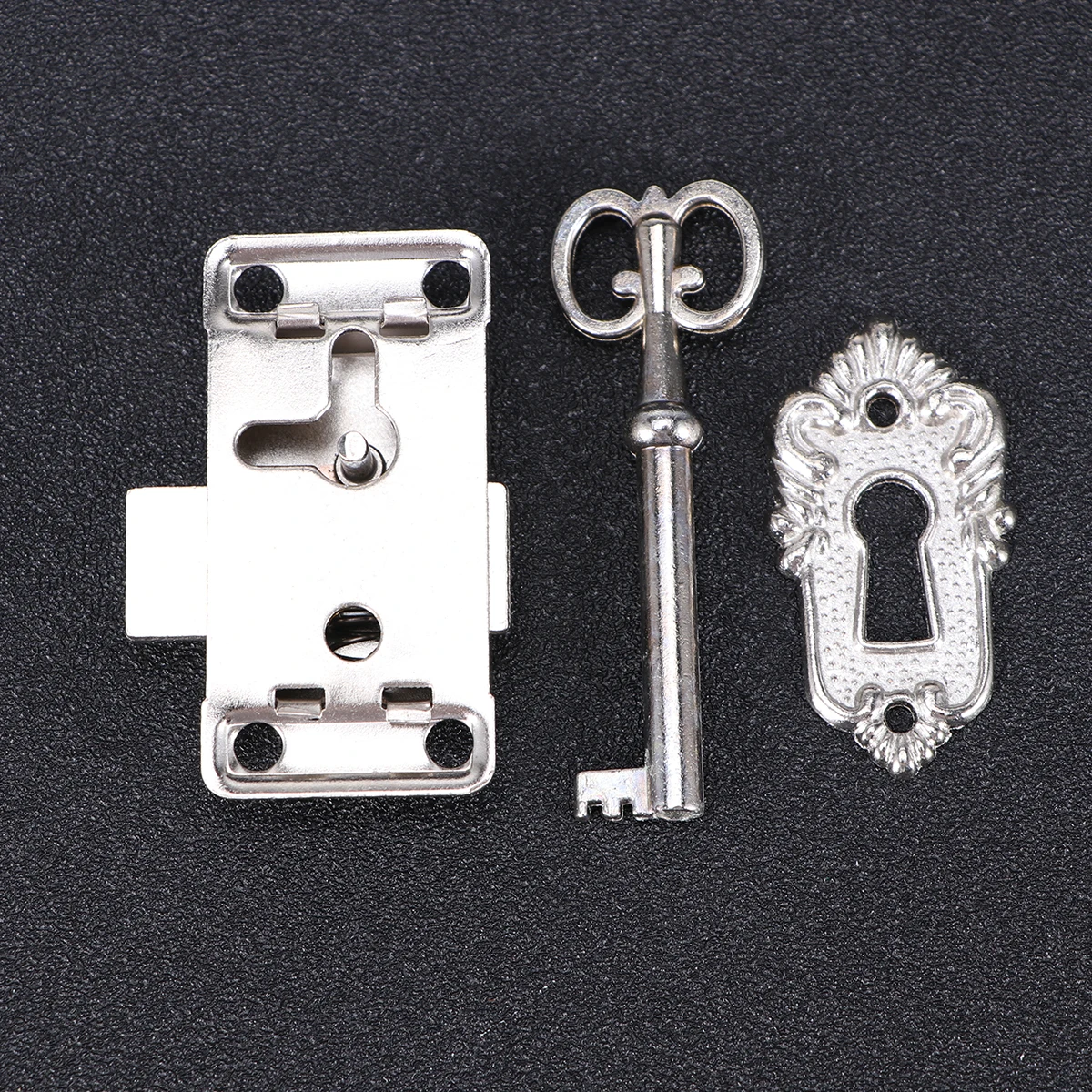 

Case Locks for Luggage Furniture Alloy Latch Wooden Gift Hook with Key Silver