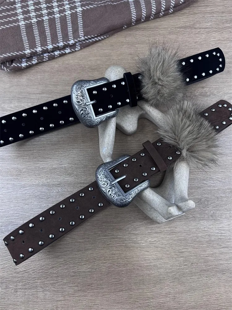 المرأة خمر فو الفراء الجلد المدبوغ بولي Leather الجلود مشد الإناث Cummerbund معطف حزام فستان Decration حزام عريض J1779