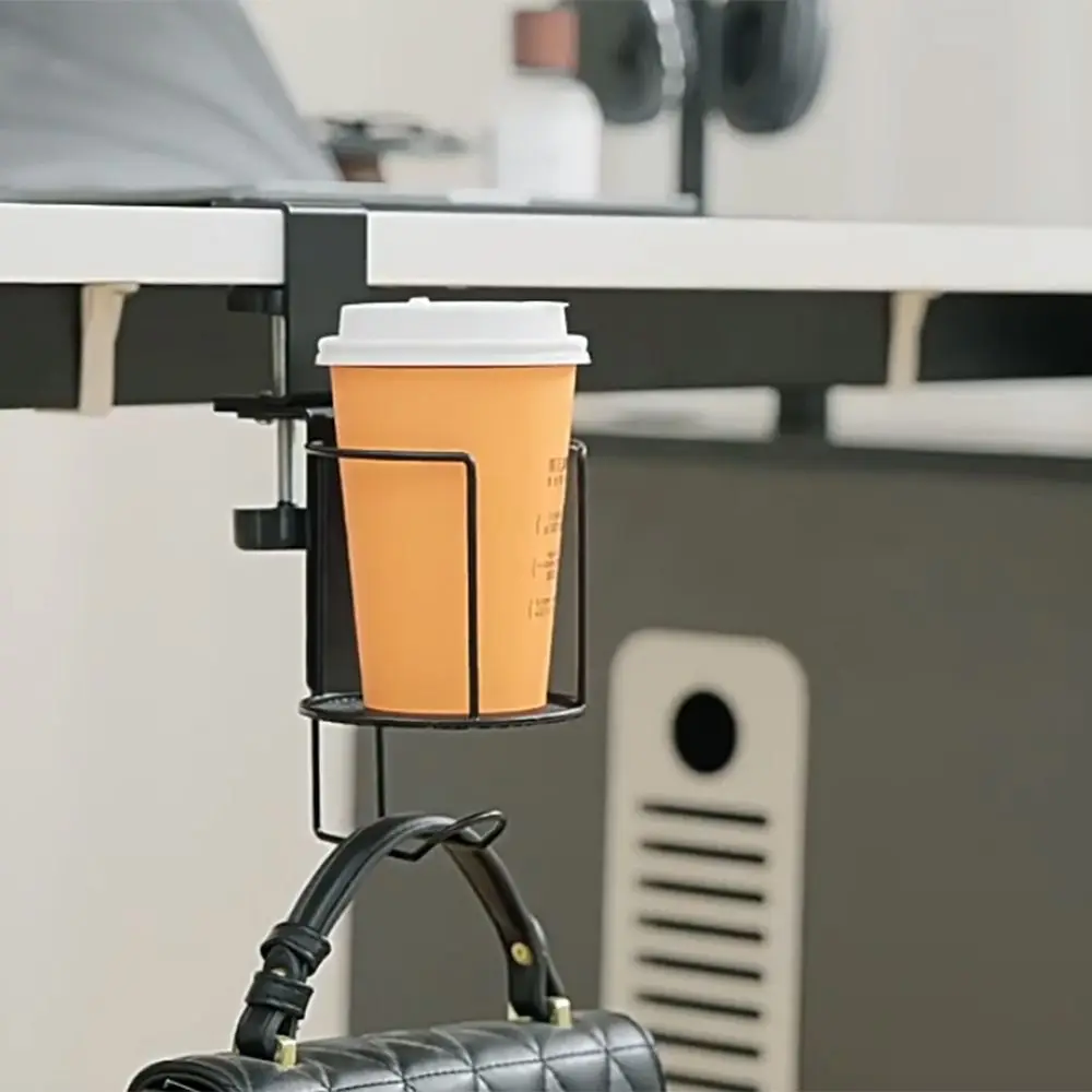 

2 in 1 Rotating Desk Cup Holder Waterproof Rust Proof Desktop Mug Rack Sturdy 360 ° Rotating Clip-on Cup Holder Desk