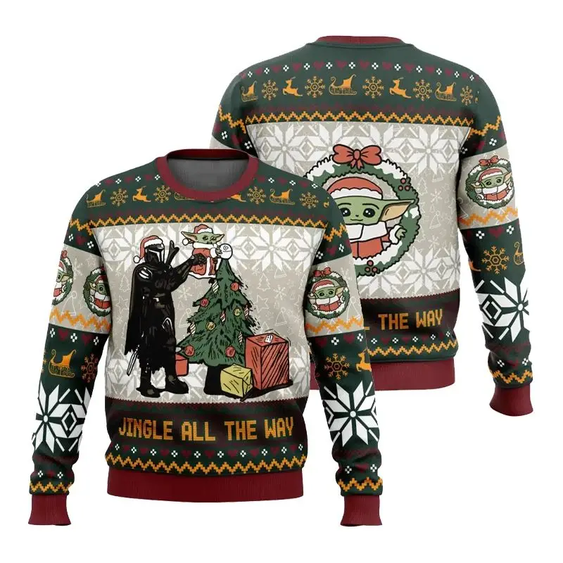

3D Printing 2025 Baby Yoda Ugly Christmas Pullover Autumn and Winter Men's Sportswear Outdoor Fashion Women's Pullover