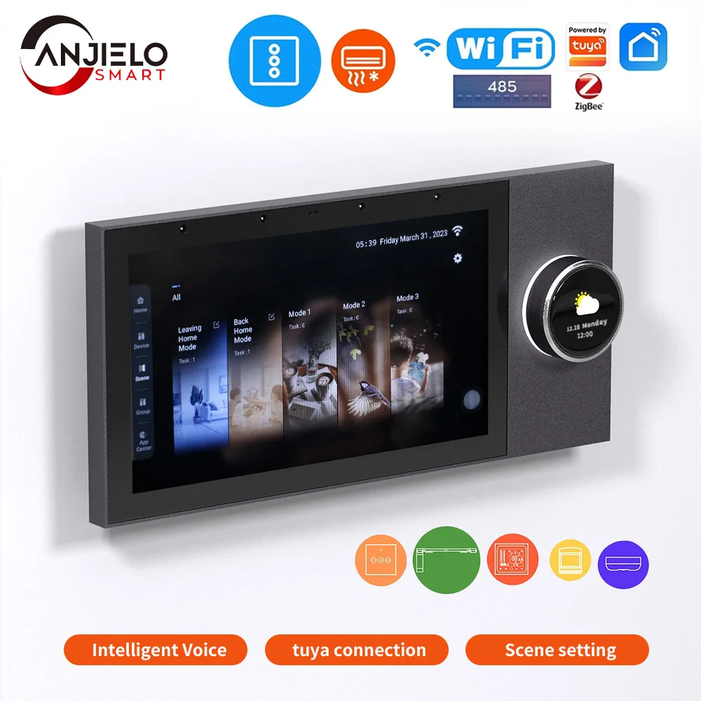 7-inch Wifi Smart Home One Click On Control Panel Multifunction Integrated Tuya Zigbee & Bluetooth Gateway Electronic Panel