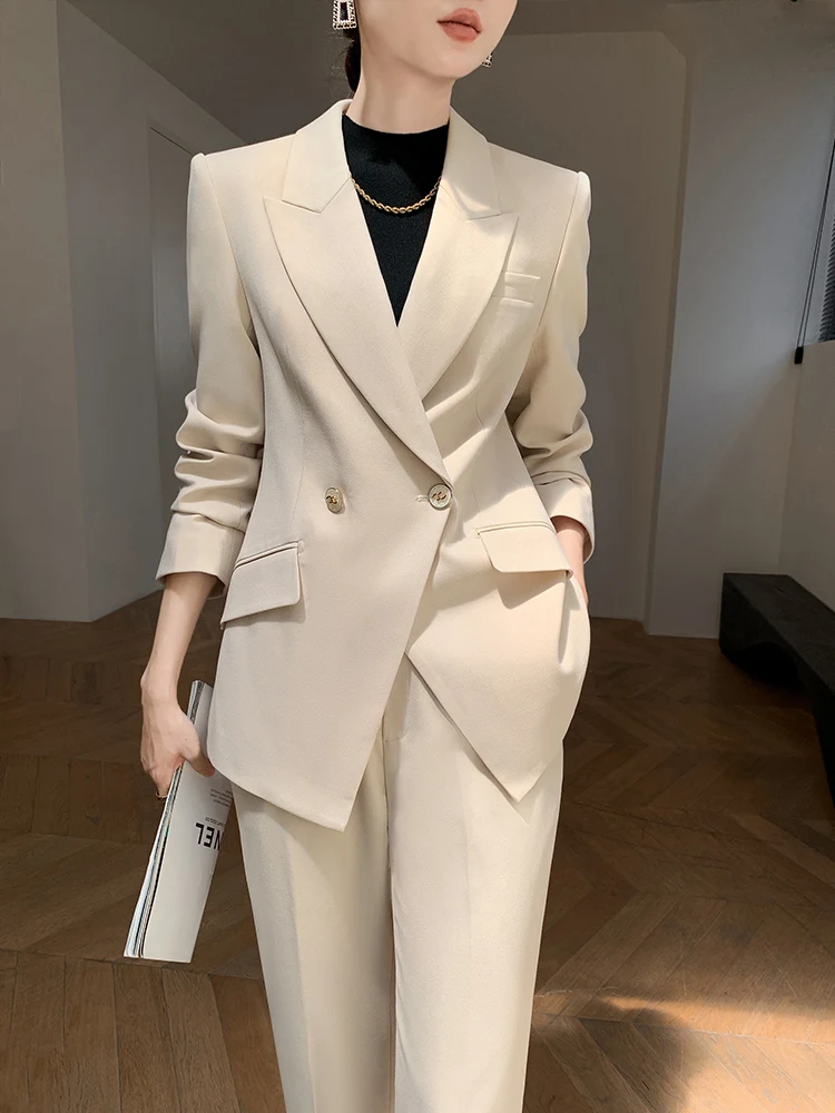 

Профессиональный женский костюмный комплект: повседневный, деловой, для особых случаев, премиум-класса, весна-осень, новинка, с пуговицами, дизайн с карманами