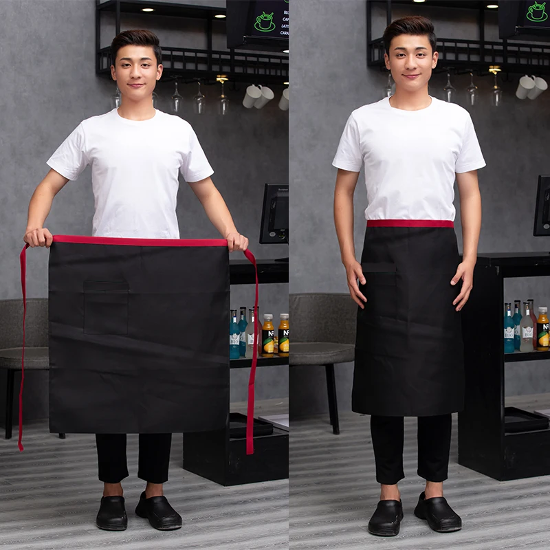 Catering Kitchen Apron for Women/Men With Pockets Work Mandil Cleaning Pinafore Restaurant  Chef Apron Shop Waiter Work Uniform