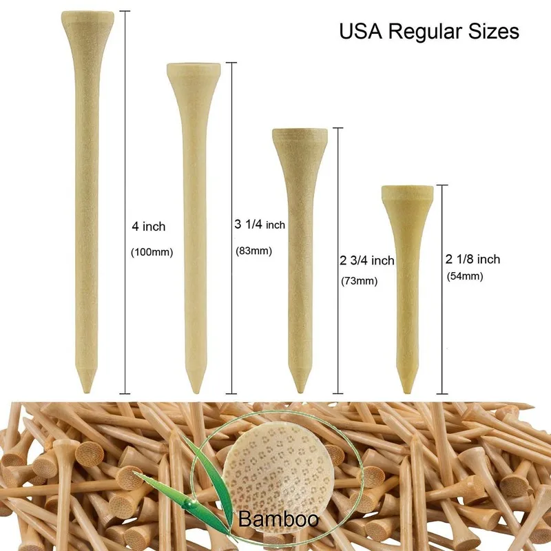 Pack of 100 Professional Unbreakable Bamboo Golf Tees Stronger than Wood Tee Size 54/70/83/100 mm Drop Ship