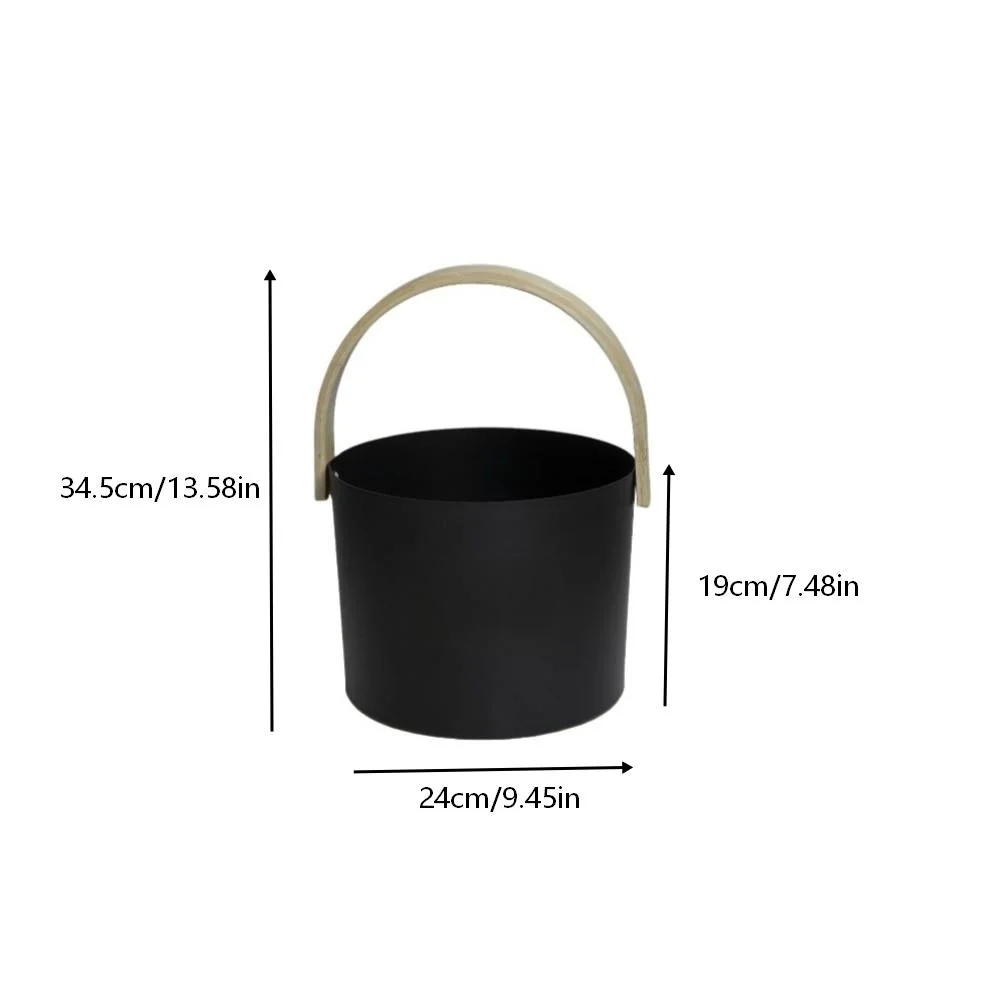 Black Steam Bucket Aluminum Sauna Ladle For Relaxation Rituals Large 7 Liter Capacity 24cm Base Diameter Lightweight Design