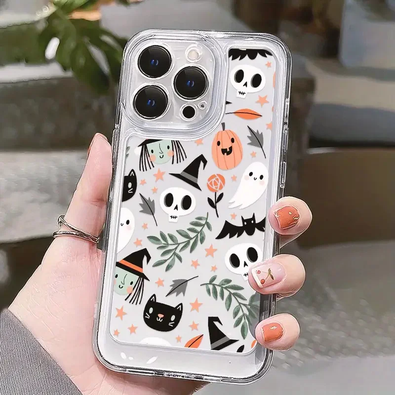 

Halloween Pattern Transparent Phone Case for Xiaomi 14T Pro 13 12 11 Lite 5G 14 13T 12T Pro Shockproof Soft TPU Back Cover Funda