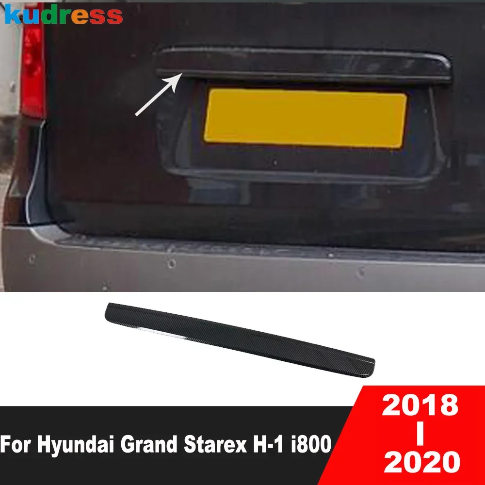 For Hyundai Grand Starex H-1 i800 2018 2019 2020 Carbon Fiber Rear Trunk Lid Cover Trim Tailgate Molding Strip Car Accessories