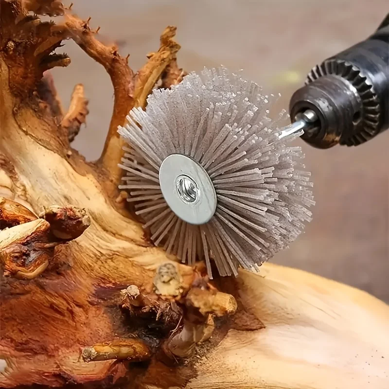 2pcs Durable Nylon Polishing Brushes for Wood Carving & Furniture - Abrasive Flower Head Design, Ideal for Woodworking Tools