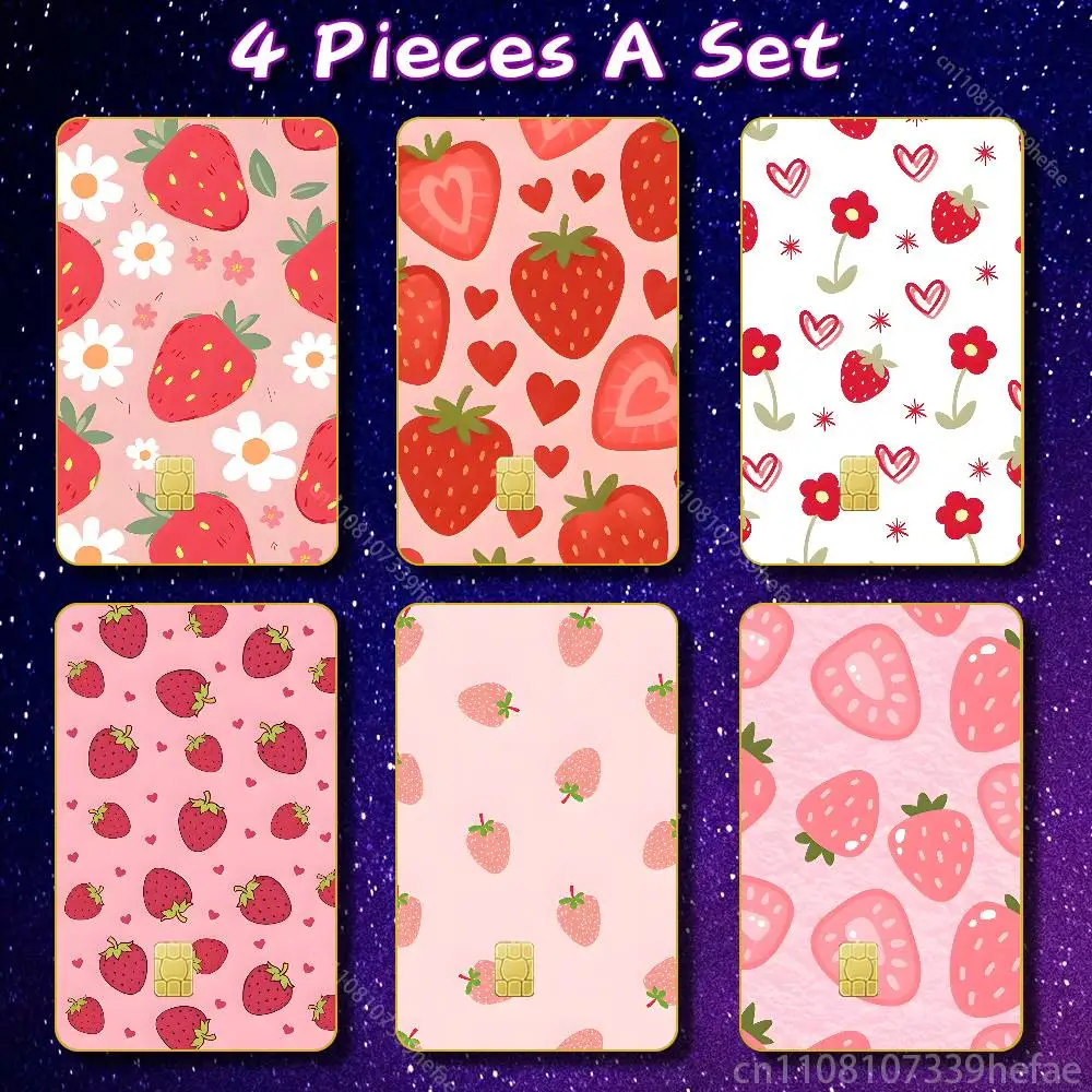 

cute strawberries Sticker Case For Credit Bank Subway ID Decorative Self-adhesive Card Cover Skin