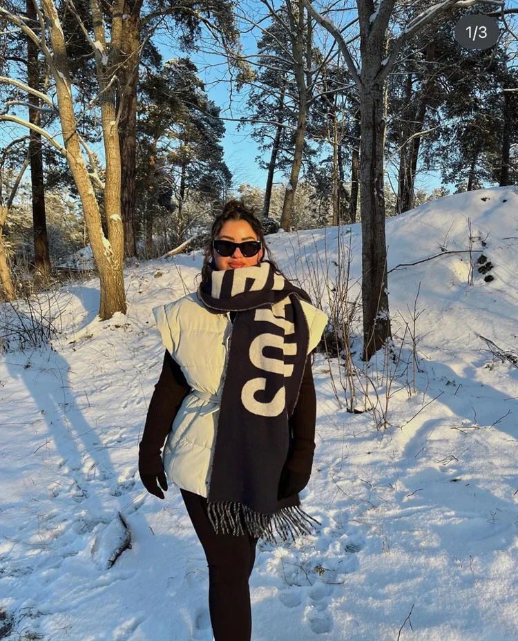 وشاح من الصوف الجاكار للجنسين بنمط حروف ملفوف من الكشمير ملمس ناعم لأزياء الخريف والشتاء #5